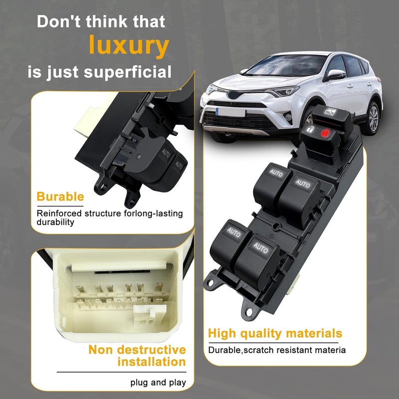 BELGEMAY Power Window Master Switch with Auto-Up/Down & White Backlight - Compatible with 2007-2012 RAV4 (Part 84820-12520) Plug & Play, Includes Pry Tool - Image 4